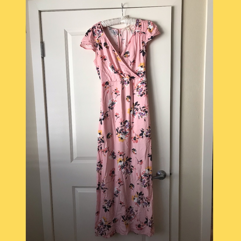 Pink, floral Row•A maxi dress